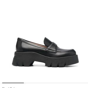 Gianvito Rossi Black Leather Chunky Platform Loafers